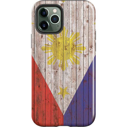 Philippines Flag Dark Wood iPhone 12 Pro Impact Case